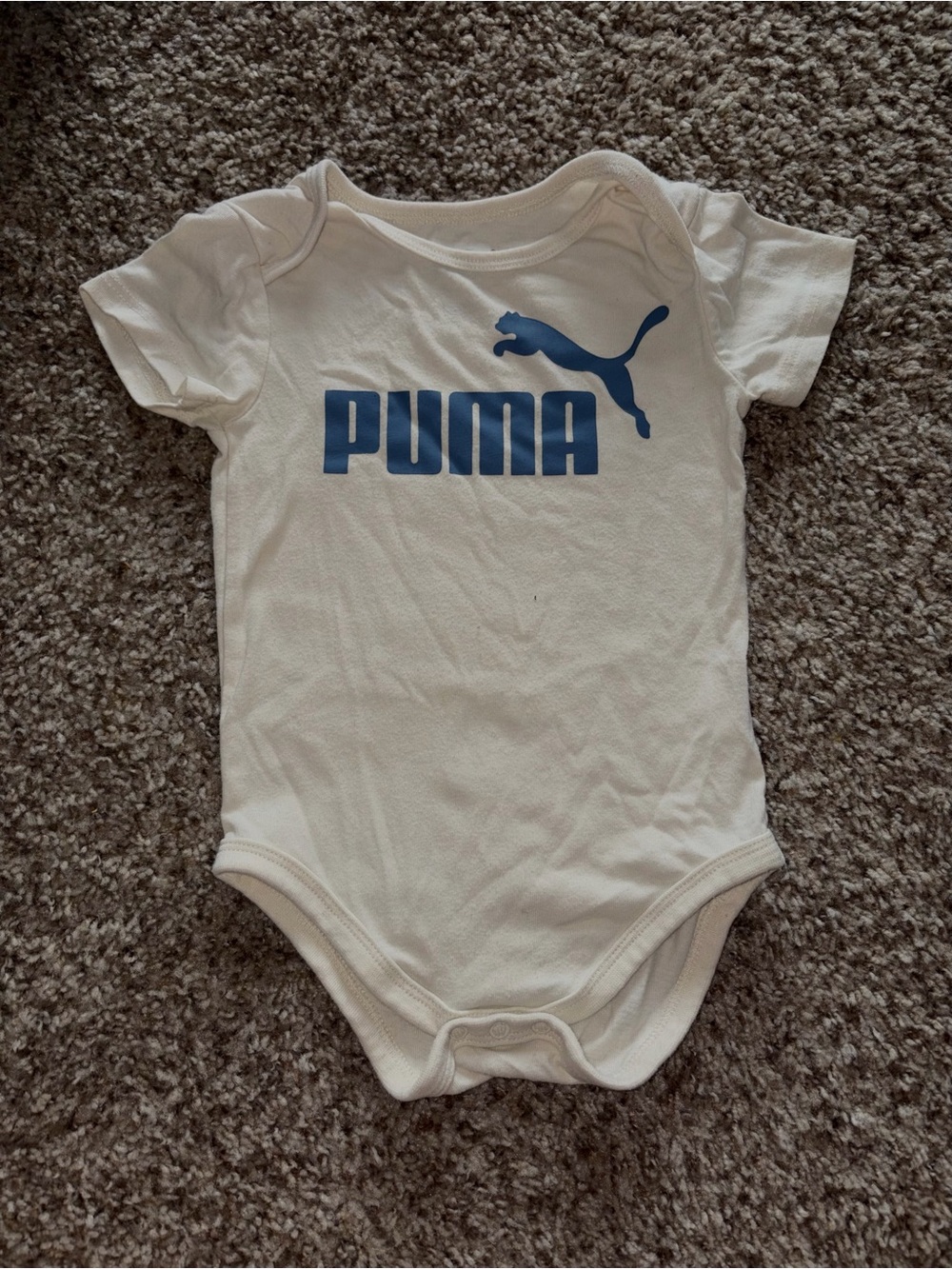 Puma White One-Piece Bodysuit with Blue Logo